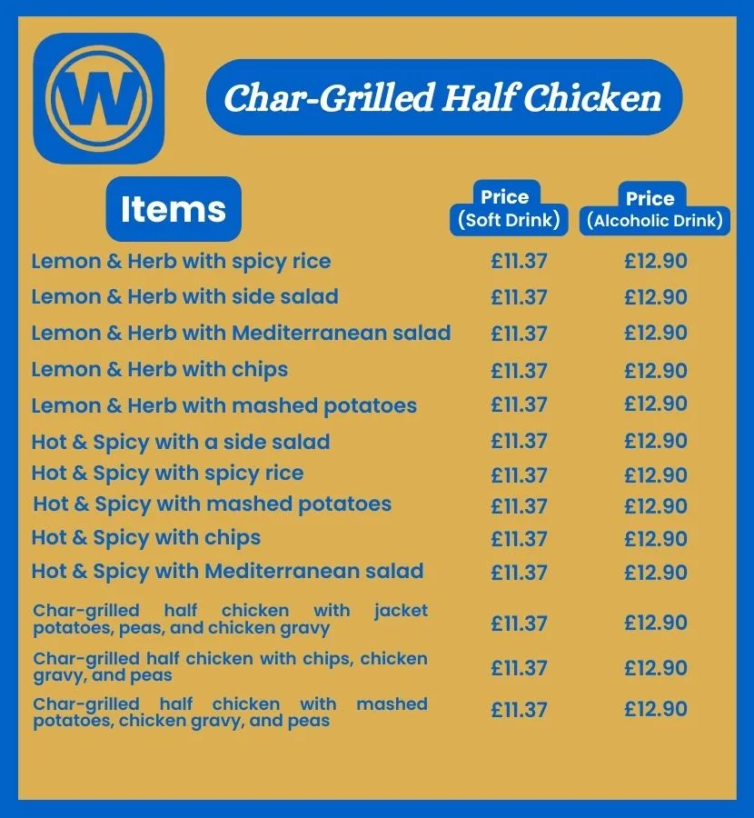 Char-Grilled half Chicken wetherspoon