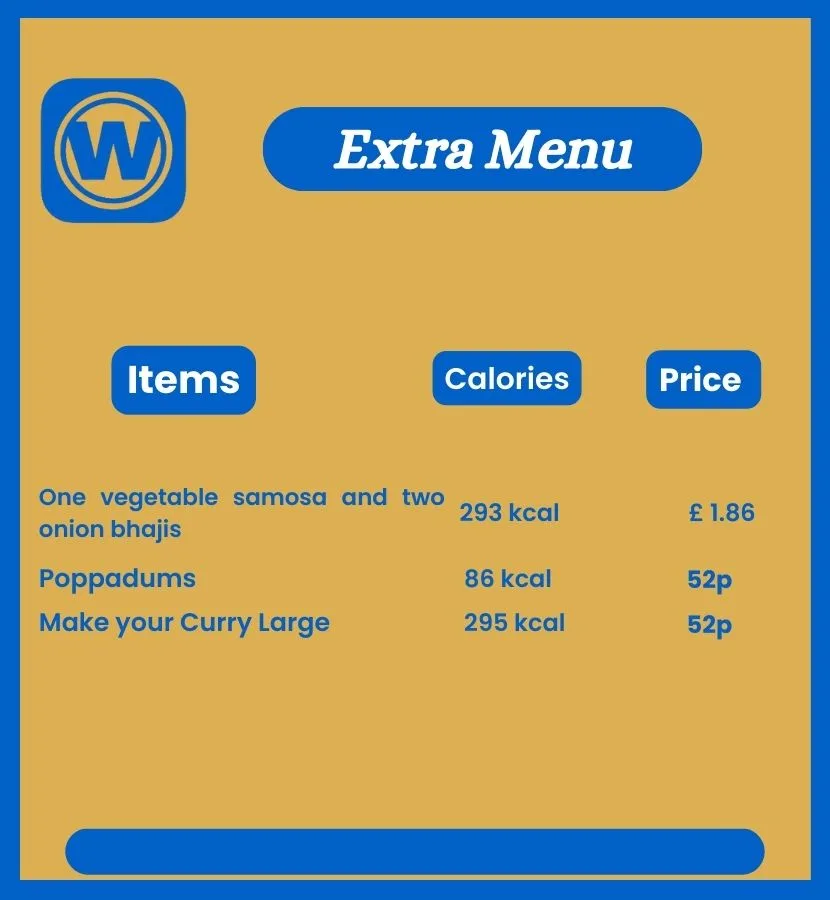 Extra options in Wetherspoons curries menu