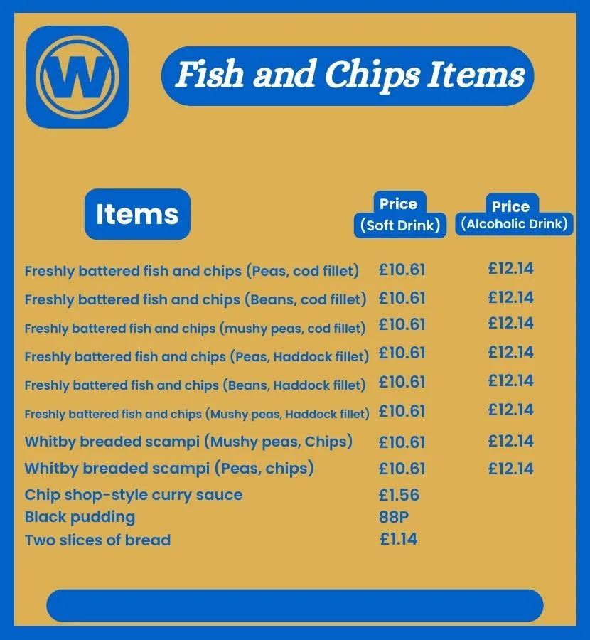 Fish and Chips option in Wethespoons pub classic menu