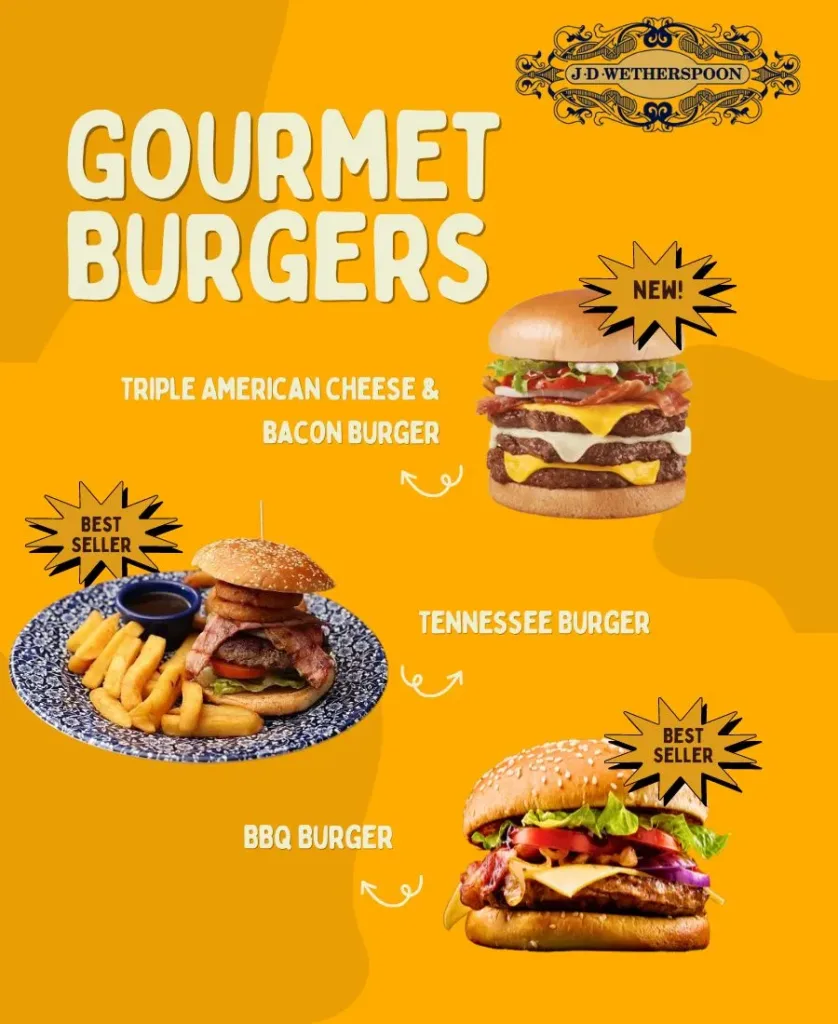 Gourmet Burgers menu Prices wetherspoon