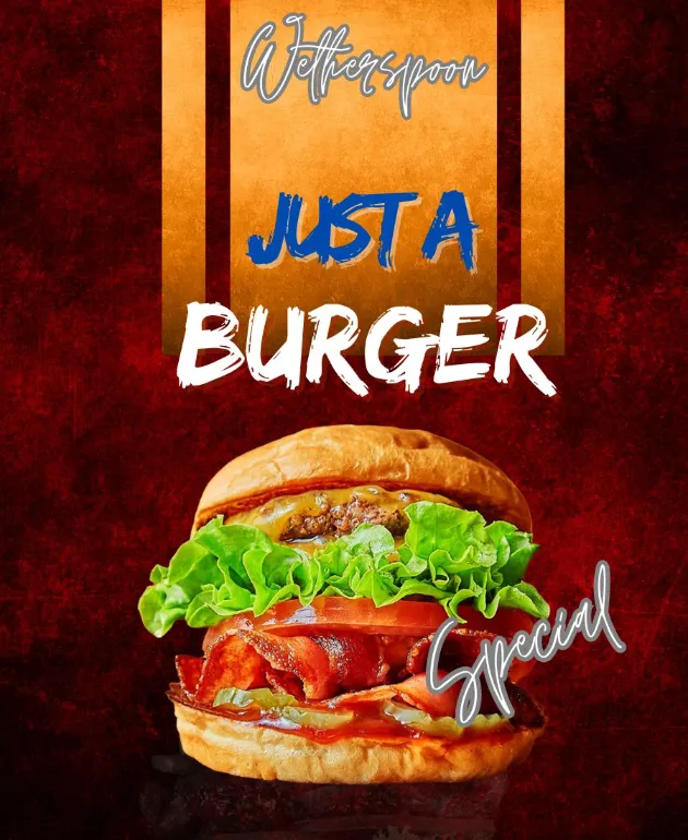 Just a Burger wetherspoon menu