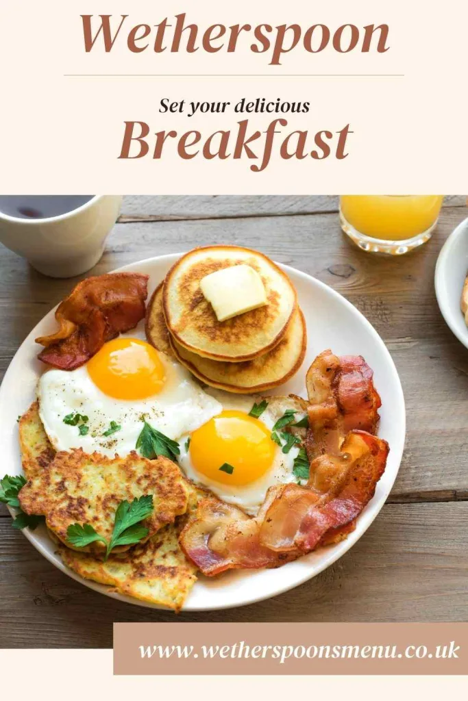 Wetherspoons Breakfast Menu with prices