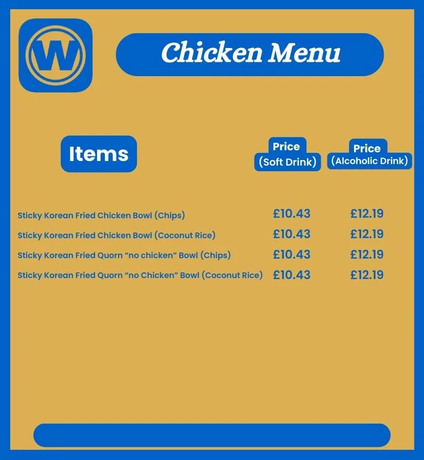 Wetherspoons Chicken Menu