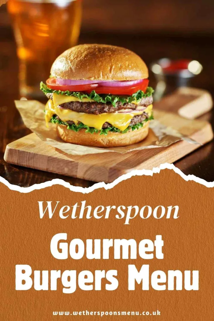 Wetherspoons Gourmet Burgers Menu with Prices