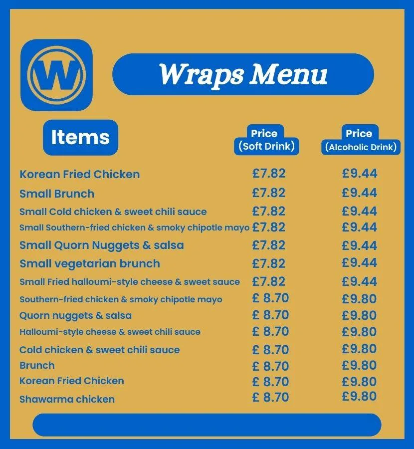 warps options on Wetherspoon Deli Deals Menu