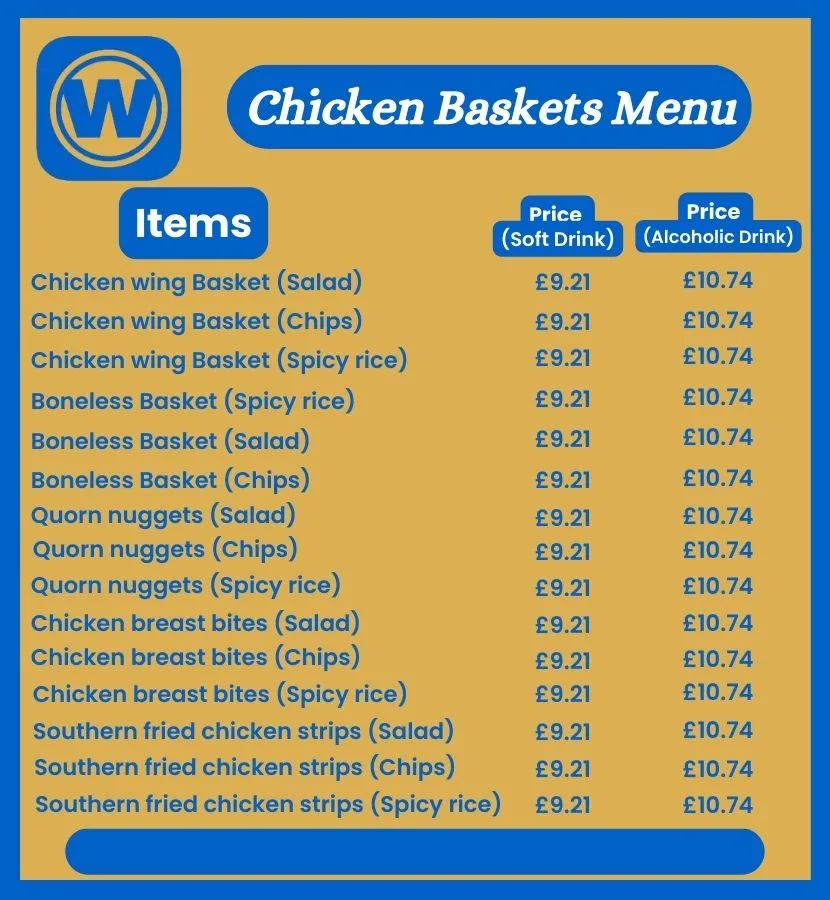 wetherspoon chicken baskets menu