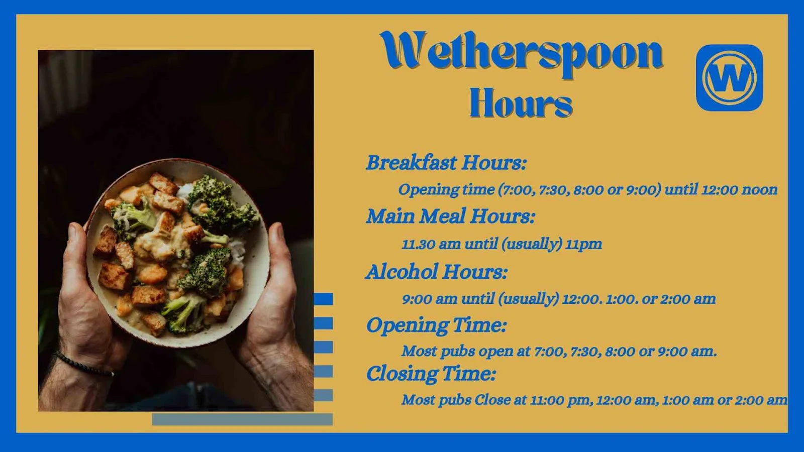 Wetherspoons hours – Breakfast, Lunch timings