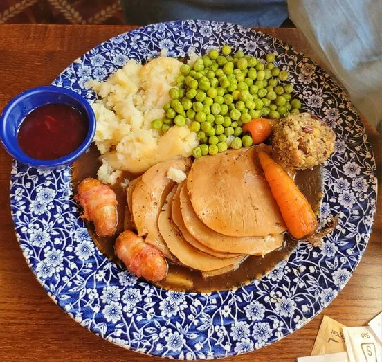 Wetherspoons Festive Meal Sliced turkey breast and winter vegetables