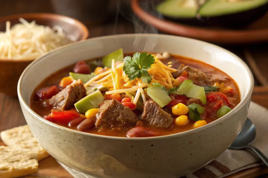 creamy beef taco soup recipe