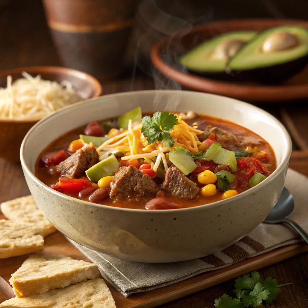 creamy beef taco soup recipe