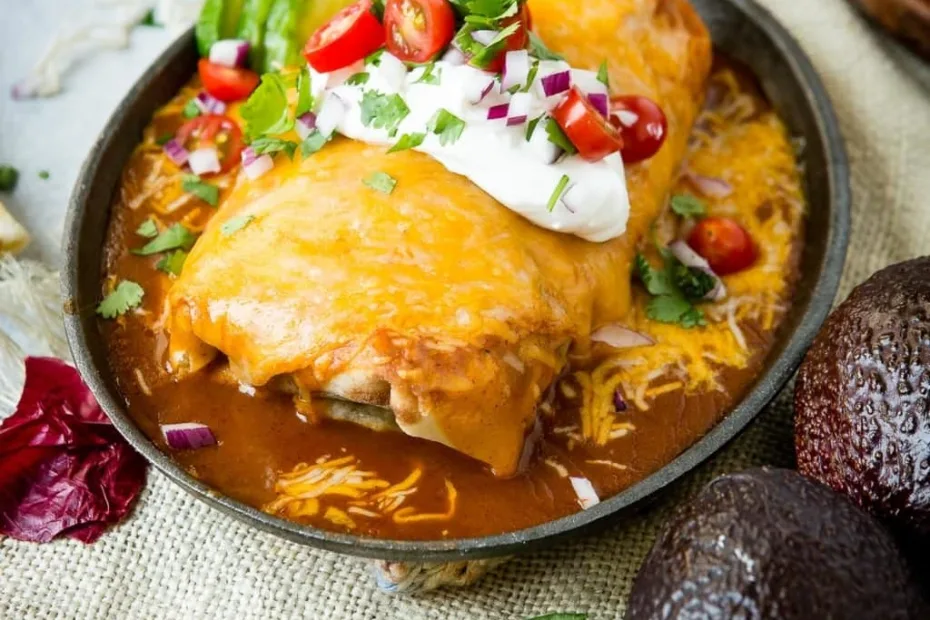 enchilada style ground beef burritos
