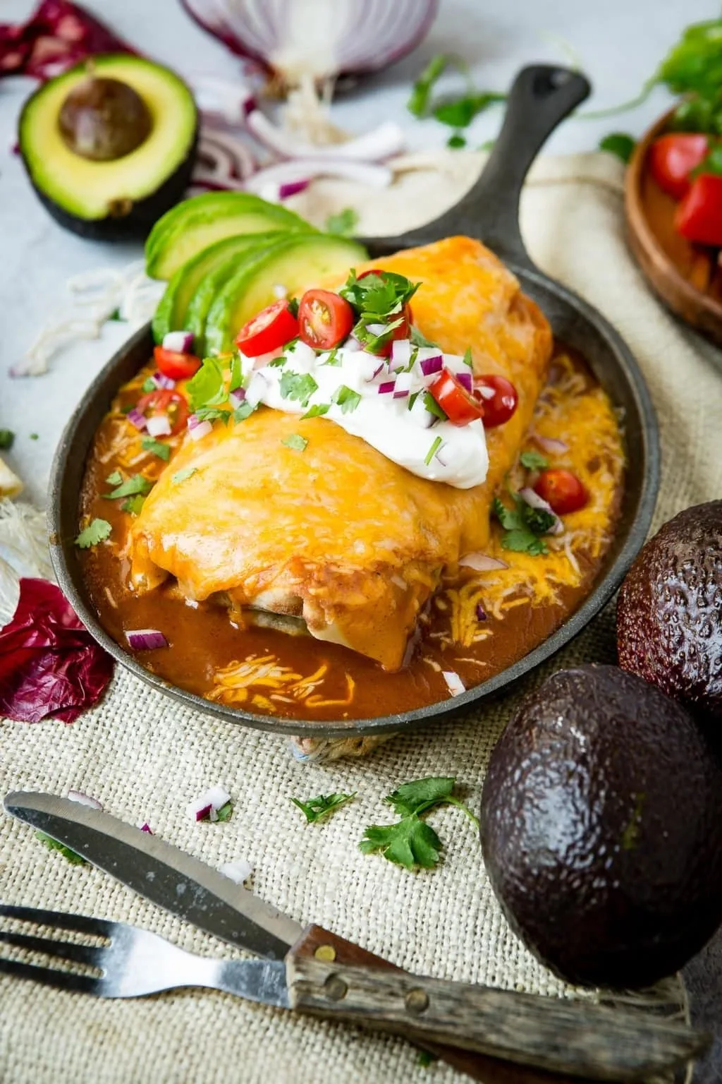 enchilada style ground beef burritos