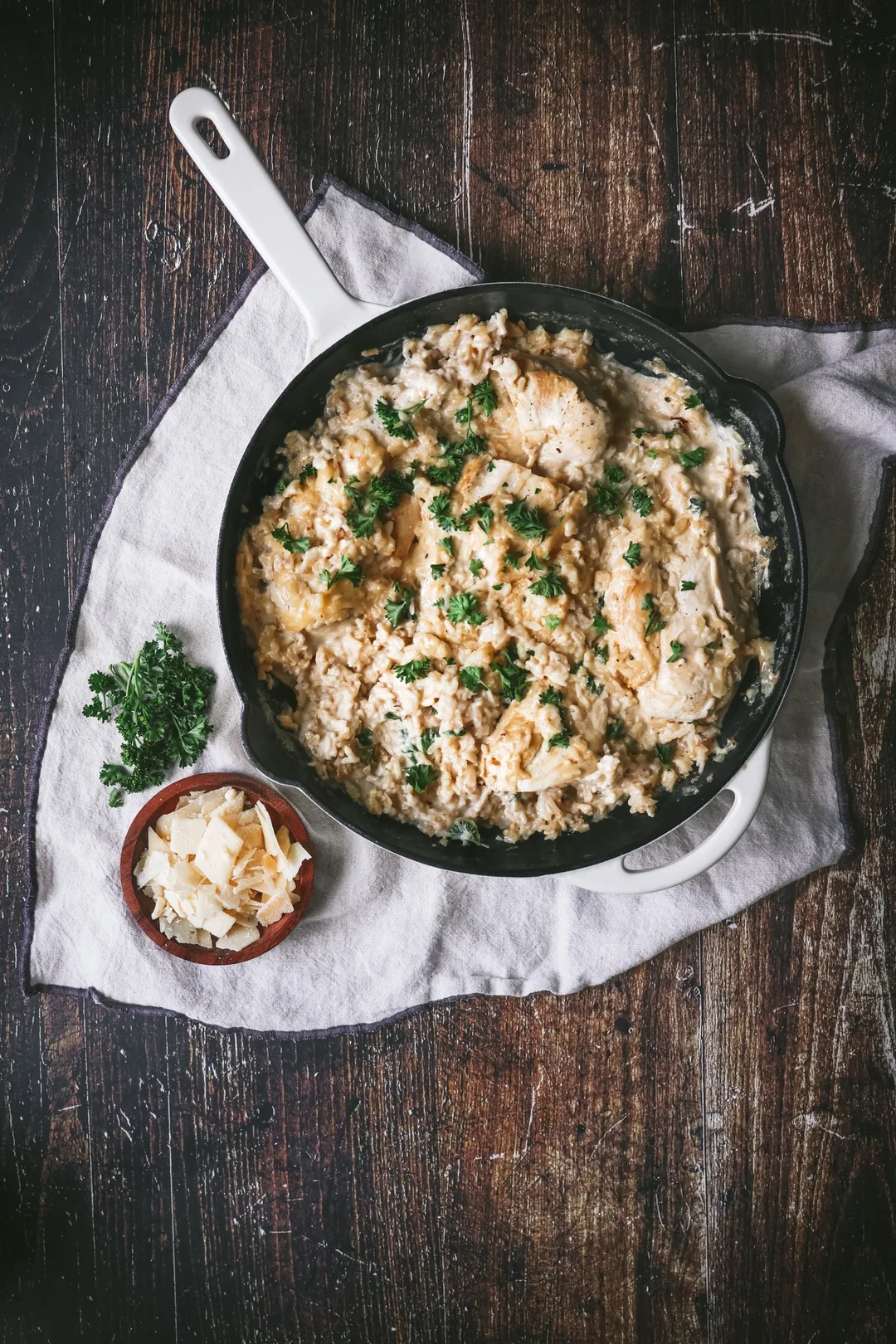 one pan creamy parmesan chicken and rice