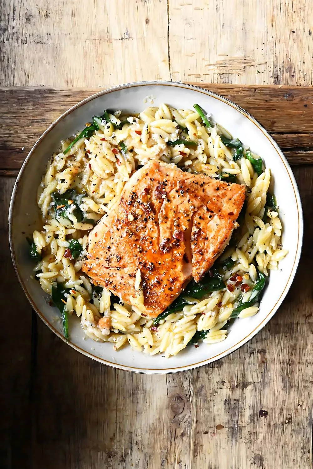 one skillet salmon with lemon orzo recipe