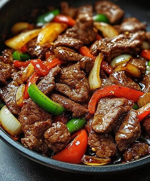 pepper steak with bell peppers and onion