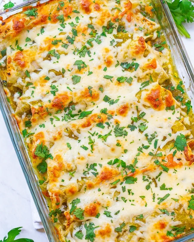 salsa verde chicken enchilada skillet
