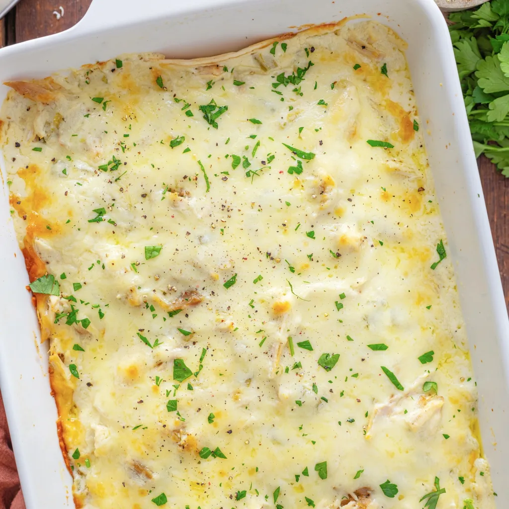 Creamy White Chicken Enchiladas Casserole Recipe
