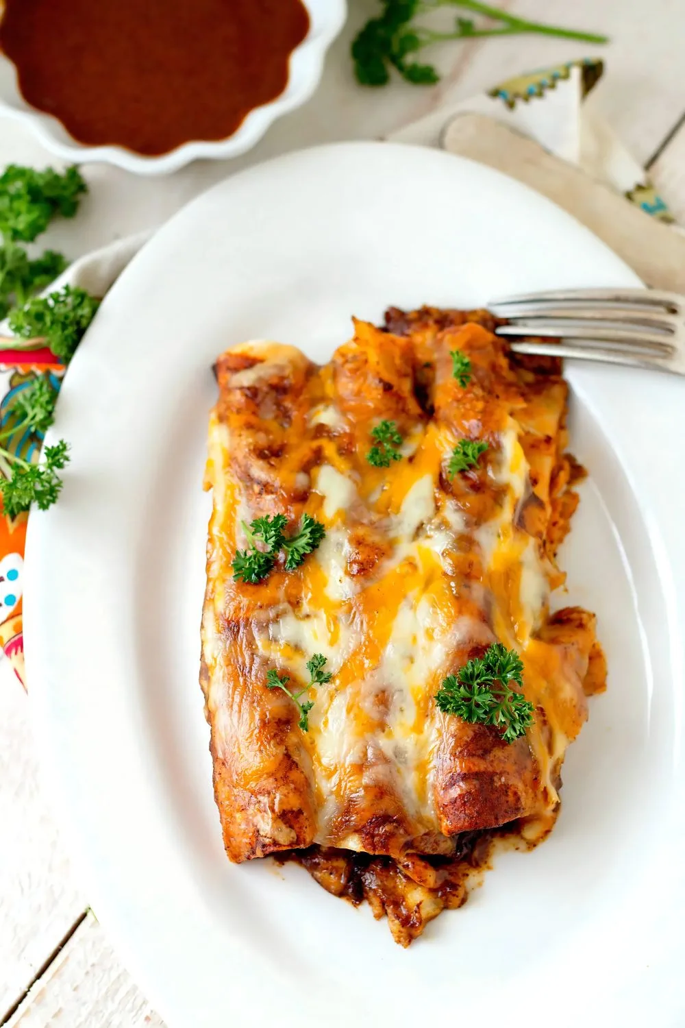 chicken enchiladas with homemade red enchilada sauce recipe