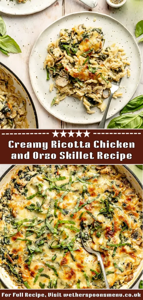 Creamy Ricotta Chicken and Orzo Skillet Recipe