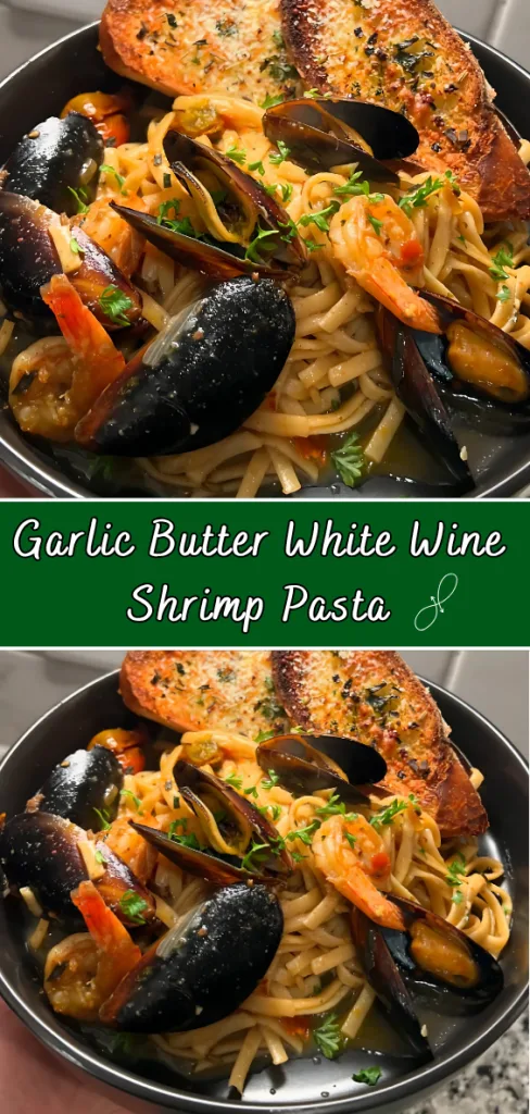Garlic Butter White Wine Shrimp Pasta