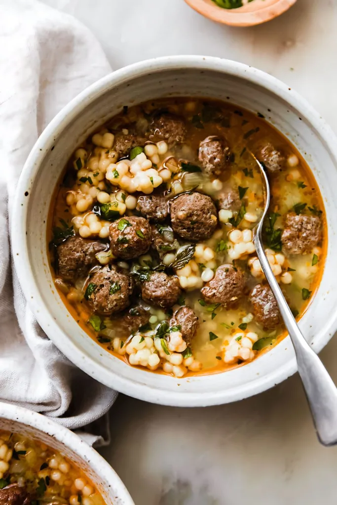 Mini Moroccan Meatball Couscous Soup Recipe