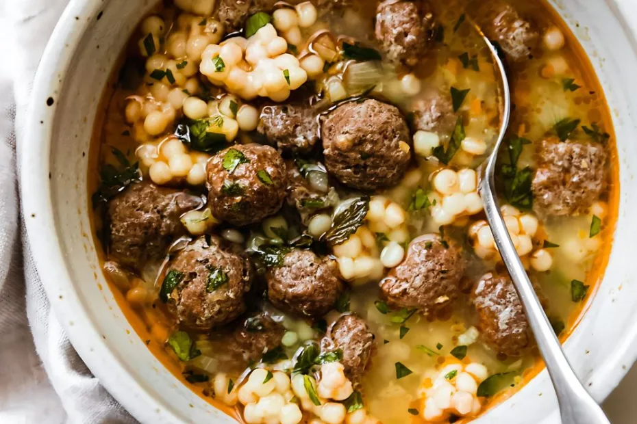 Mini Moroccan Meatball Couscous Soup Recipe