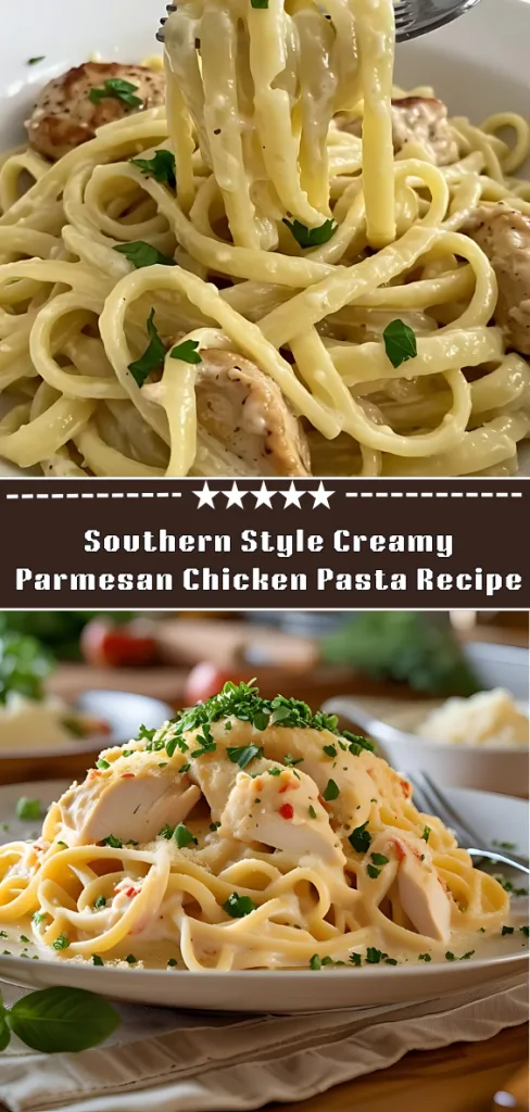 Southern Style Creamy Parmesan Chicken Pasta Recipe