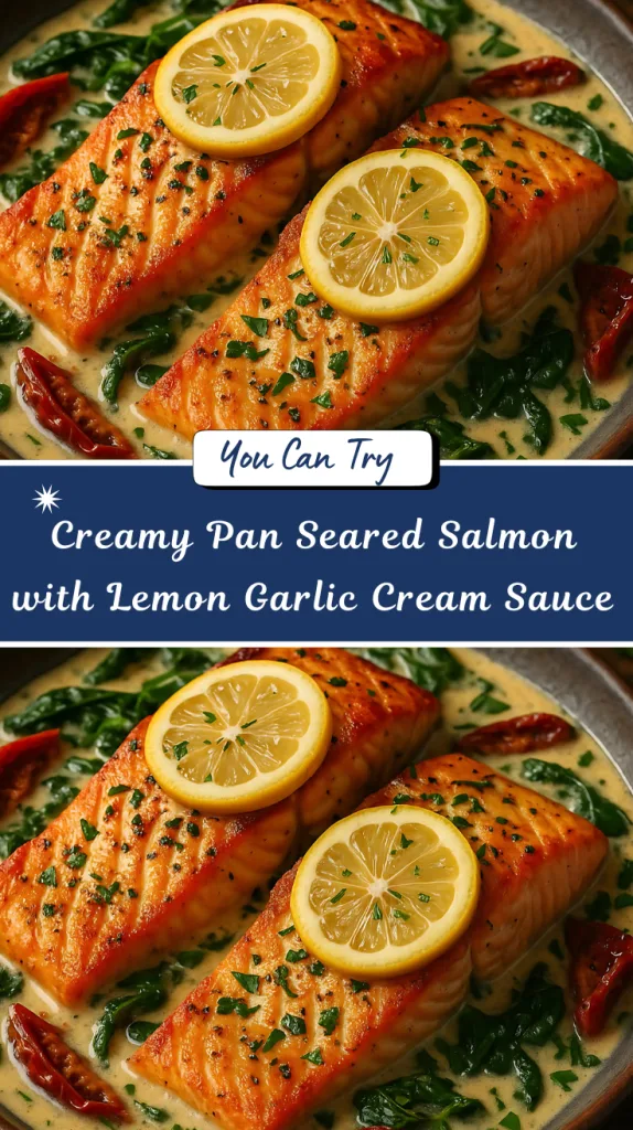 creamy pan seared salmon with lemon garlic cream sauce