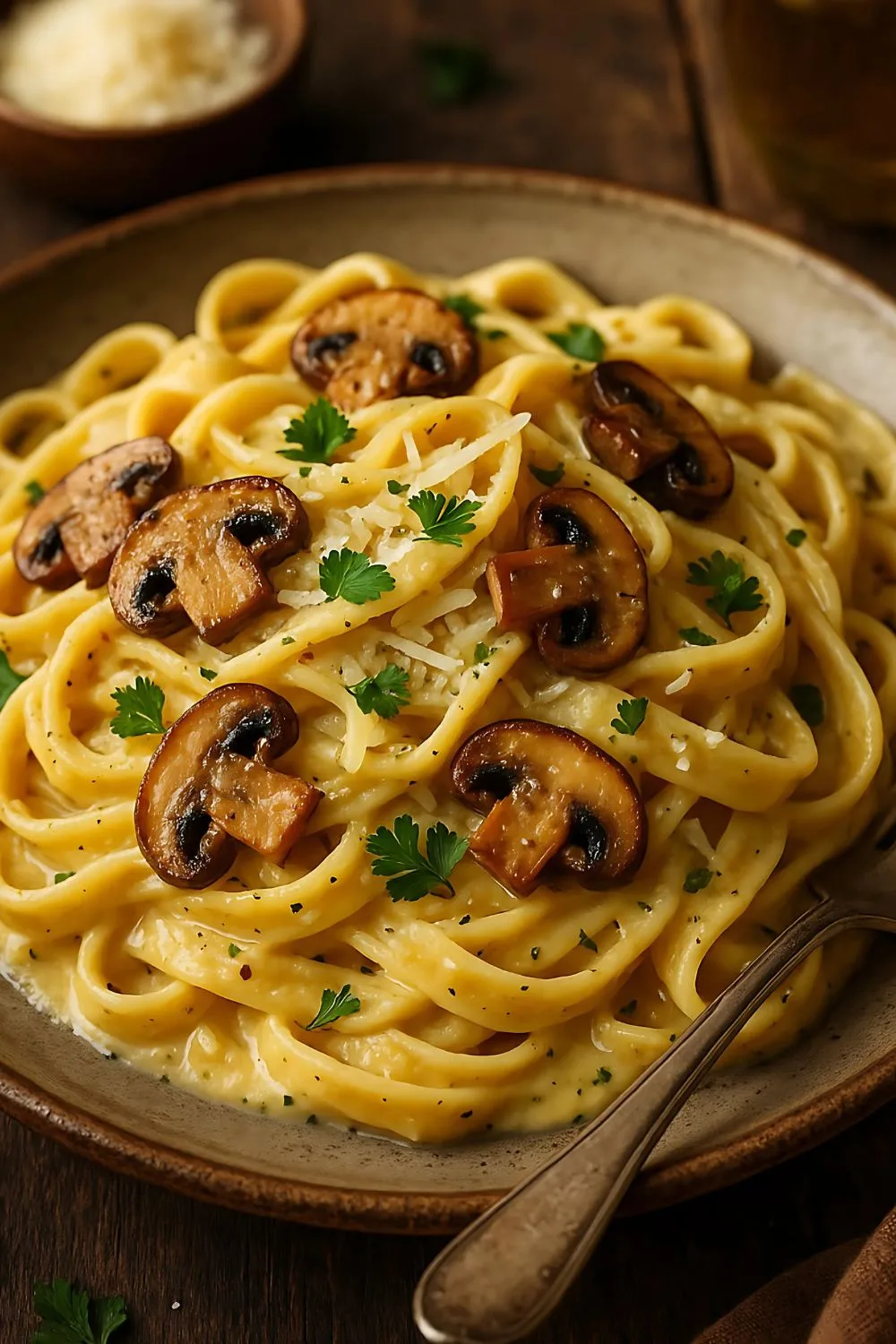 mushroom fettuccine alfredo recipe