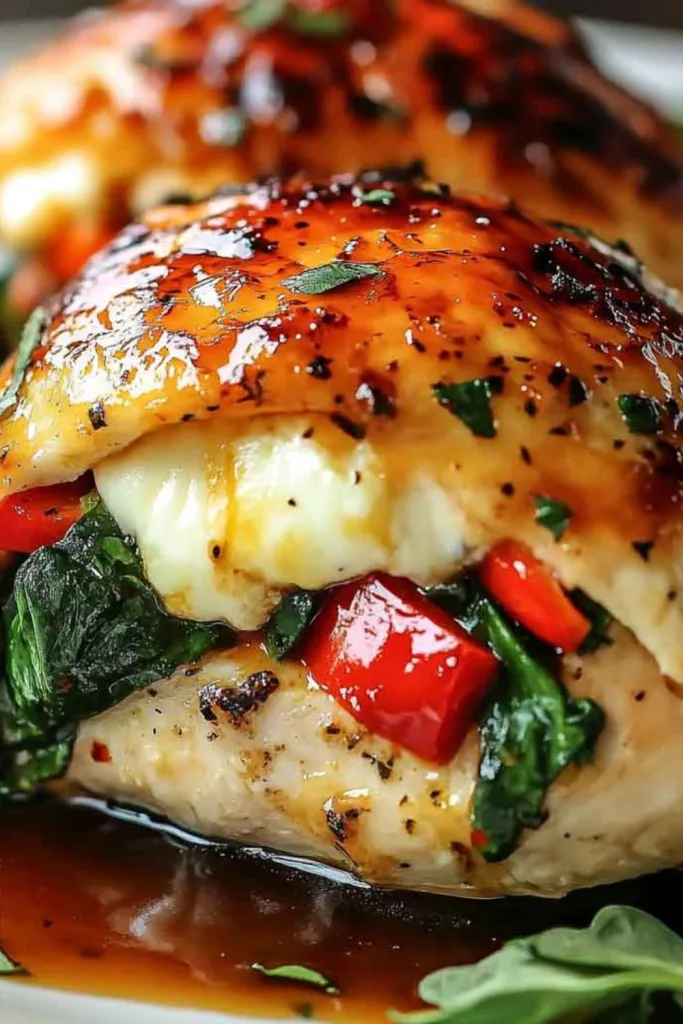 roasted red pepper spinach and mozzarella stuffed chicken recipe