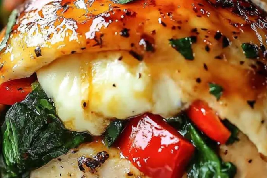 roasted red pepper spinach and mozzarella stuffed chicken recipe