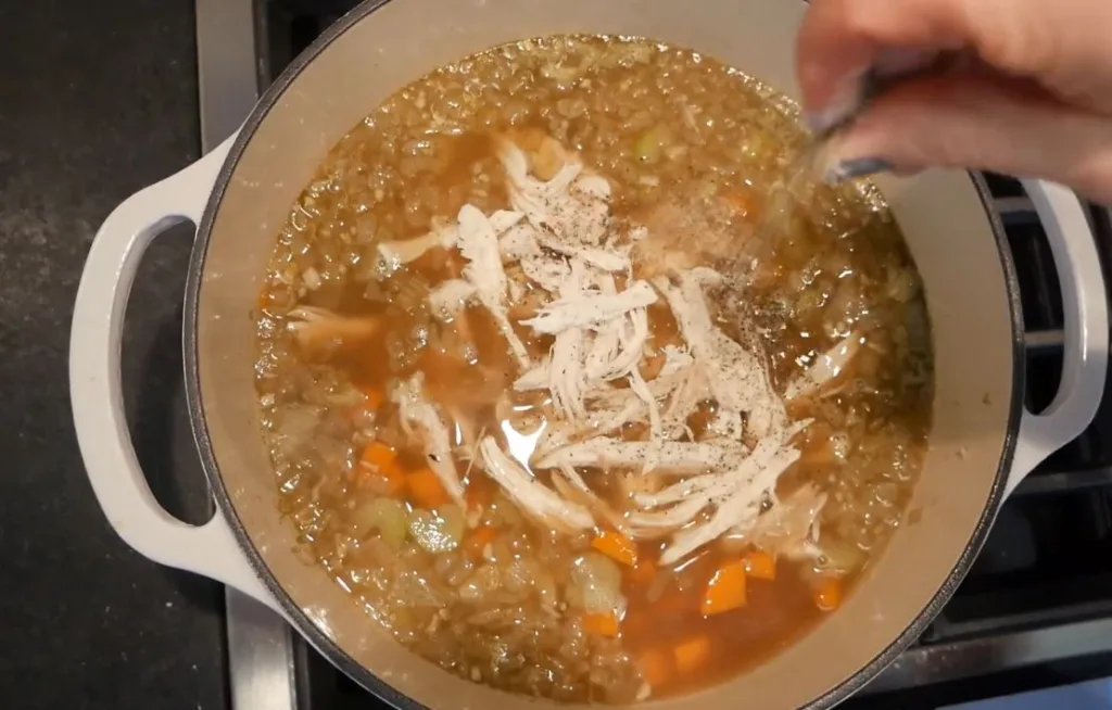 Add the Chicken and Broth