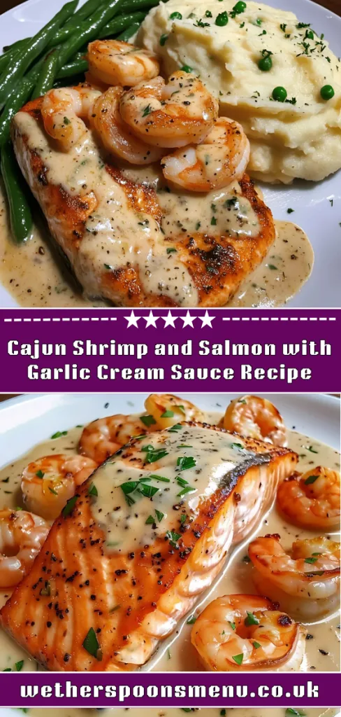 Cajun Shrimp and Salmon with Garlic Cream Sauce Recipe