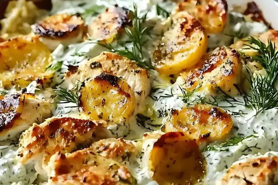 Dump and Bake Chicken Tzatziki Casserole recipe