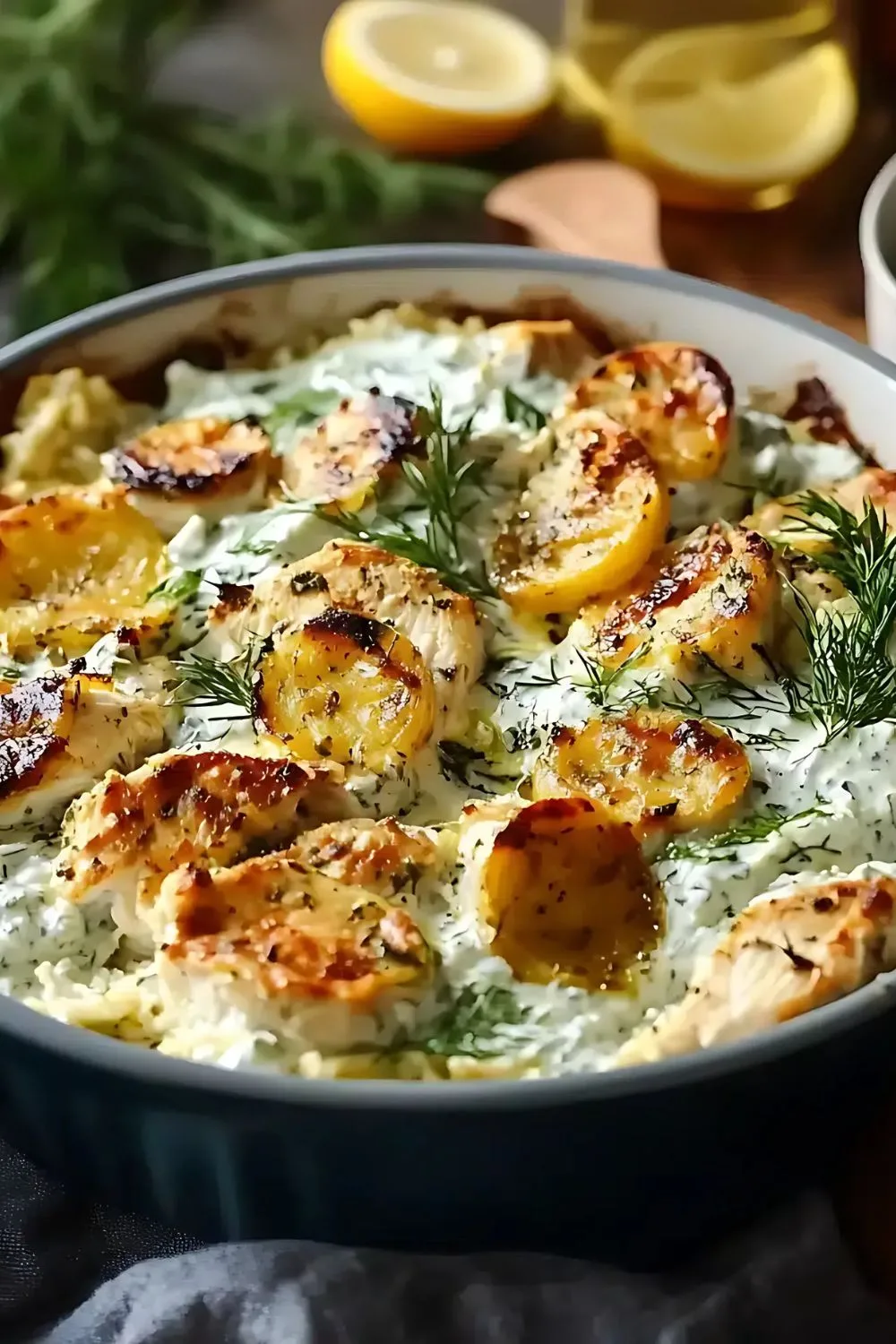Dump and Bake Chicken Tzatziki Casserole recipe