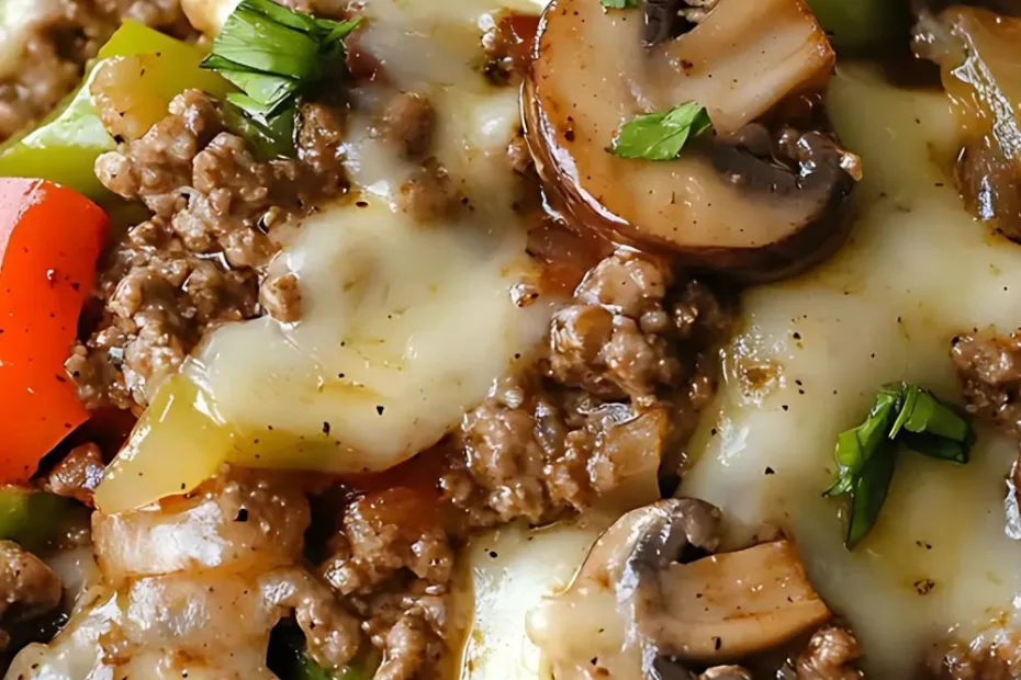 Ground Beef Philly Cheesesteak Bowl Recipe