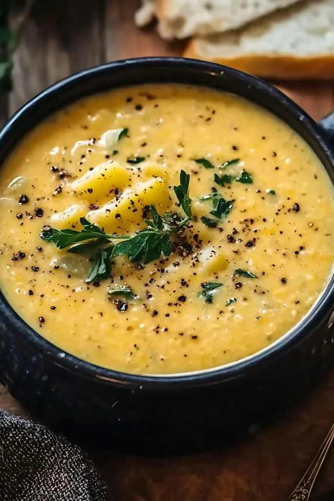 Hearty Cheddar Garlic Herb Potato Soup Recipe