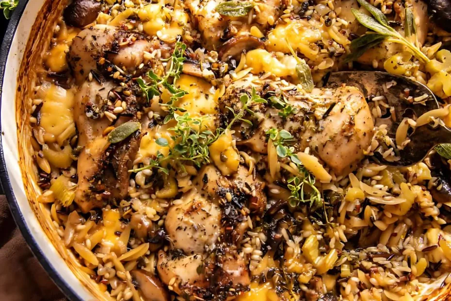 One Pan Roasted Herb Chicken and Wild Rice Recipe