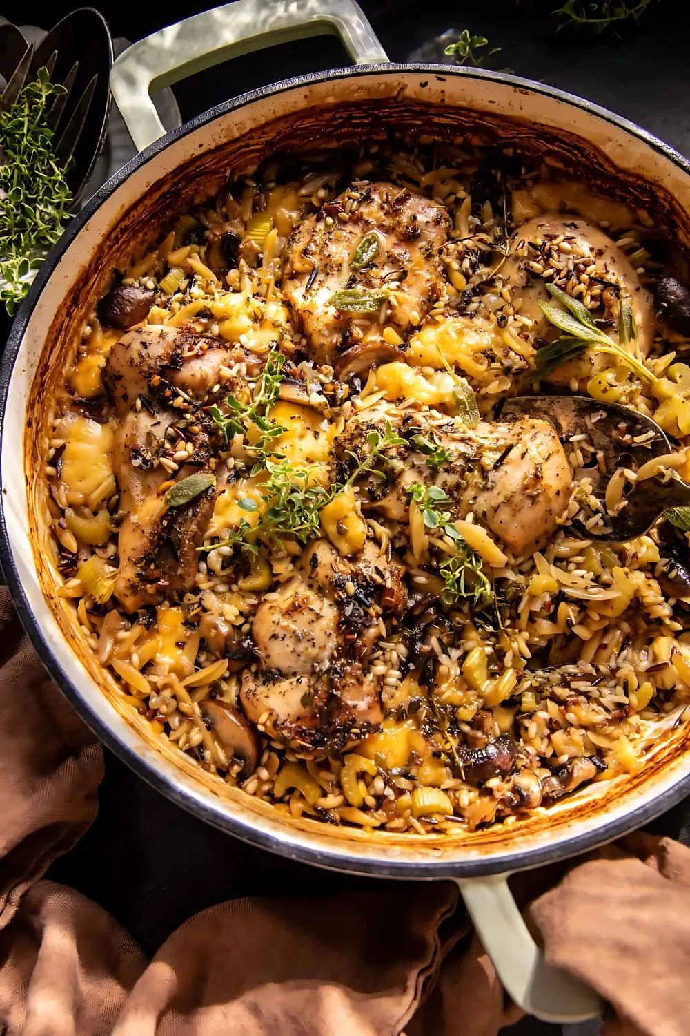 One Pan Roasted Herb Chicken and Wild Rice Recipe