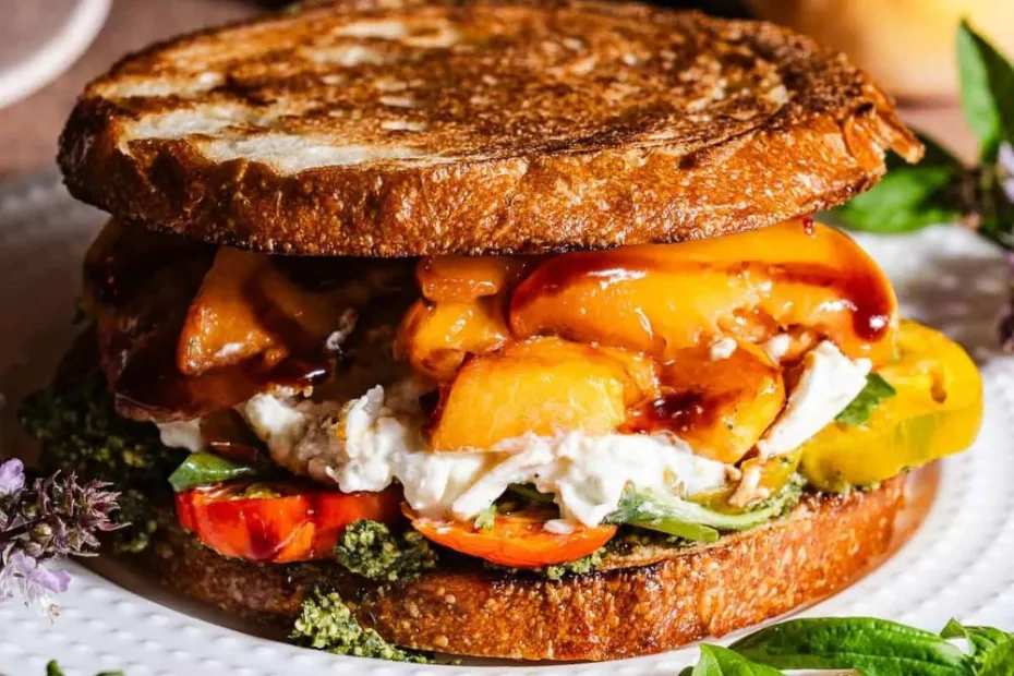 Peach Pesto and Burrata Sandwich Recipe