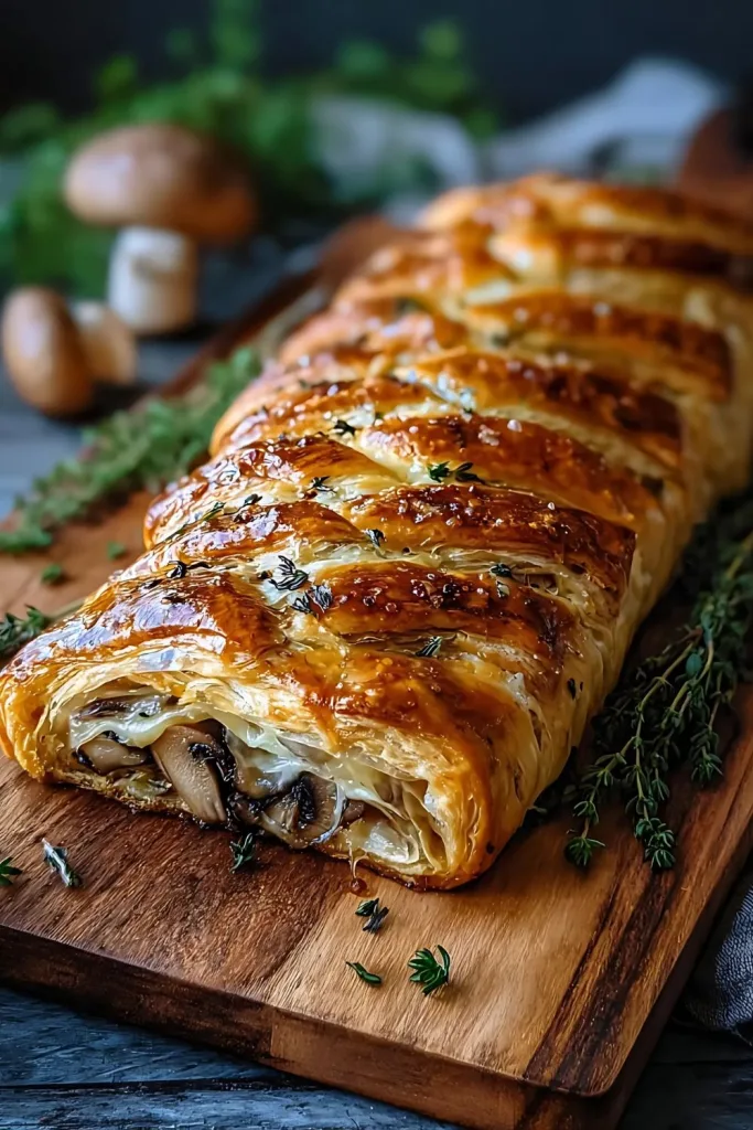 Savory Mushroom & Gruyère Puff Pastry Braid recipe (2)