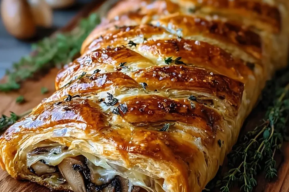 Savory Mushroom & Gruyère Puff Pastry Braid recipe (2)