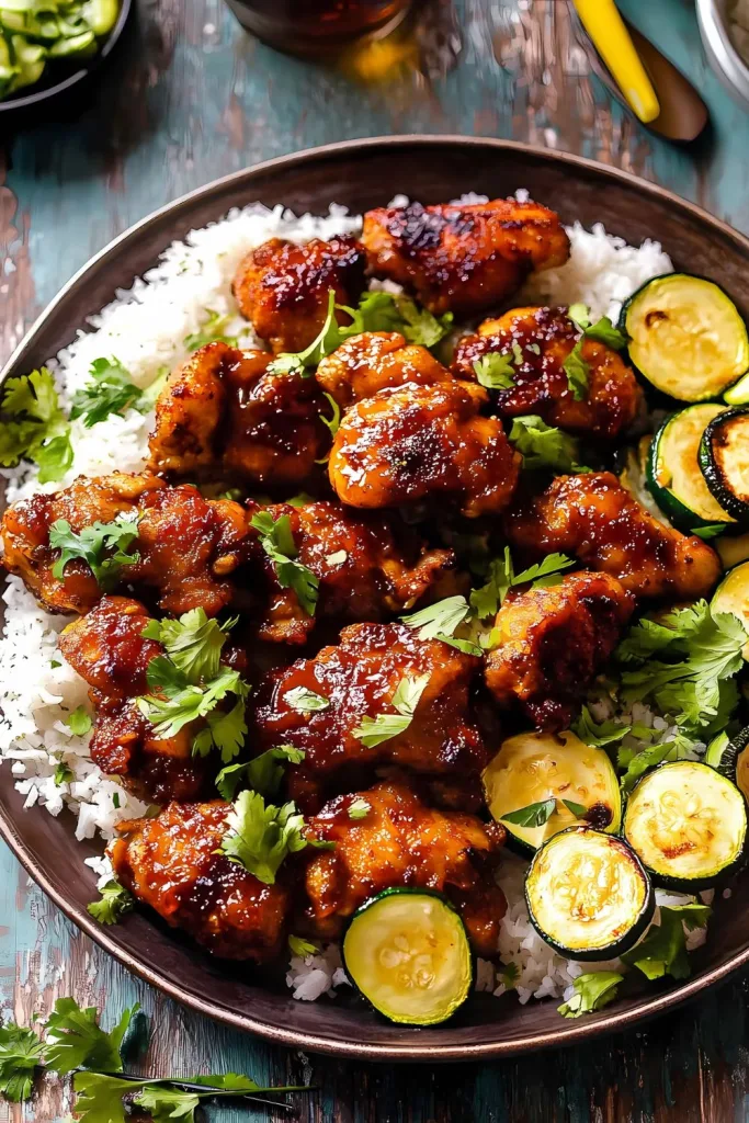 Sheet Pan Hot Honey Garlic Chicken and Zucchini Recipe