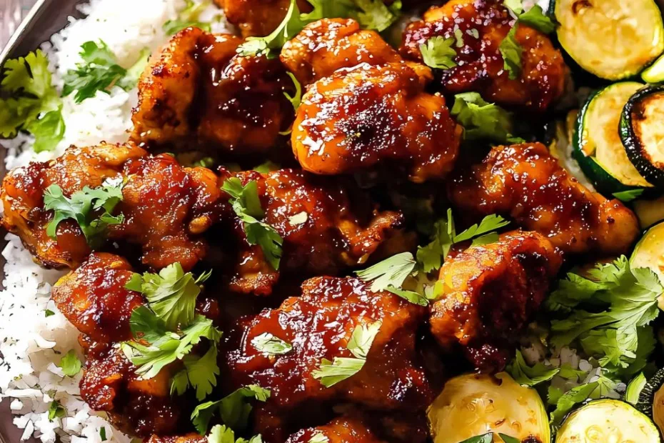 Sheet Pan Hot Honey Garlic Chicken and Zucchini Recipe
