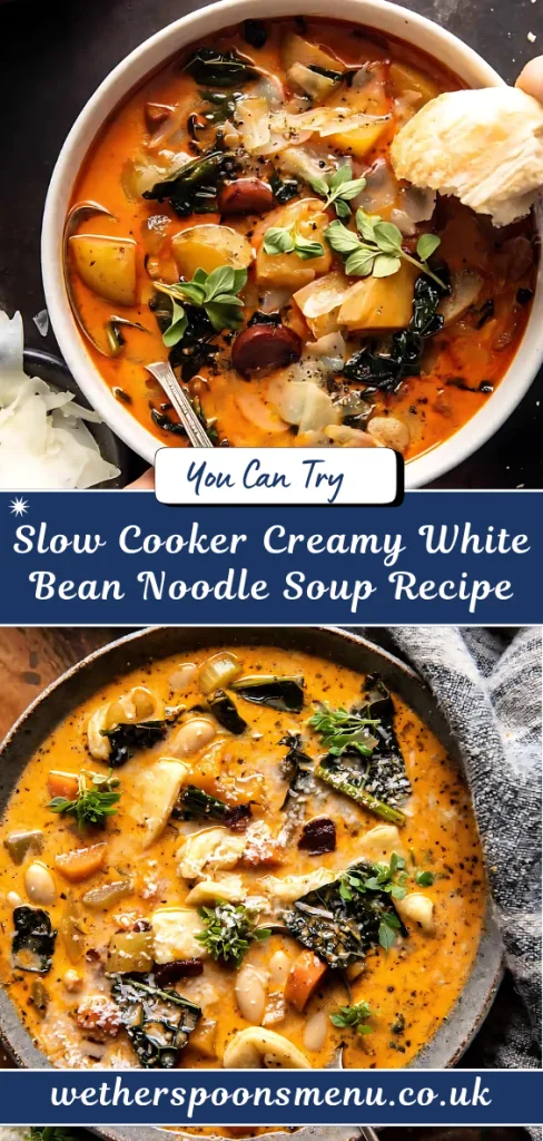 Slow Cooker Creamy White Bean Noodle Soup Recipe
