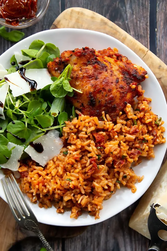 Tomato Basil Baked Chicken and Rice Recipe