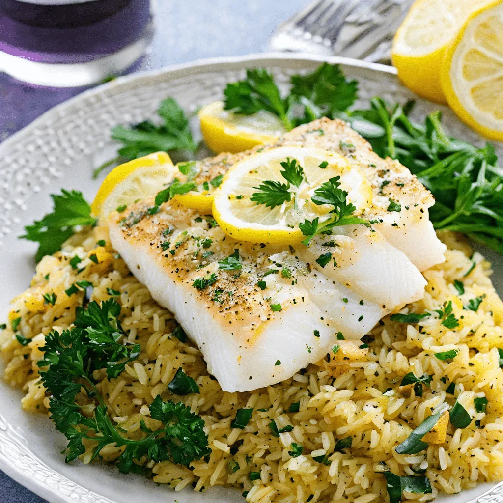 Baked Lemon Herb Cod with Rice Pilaf Recipe