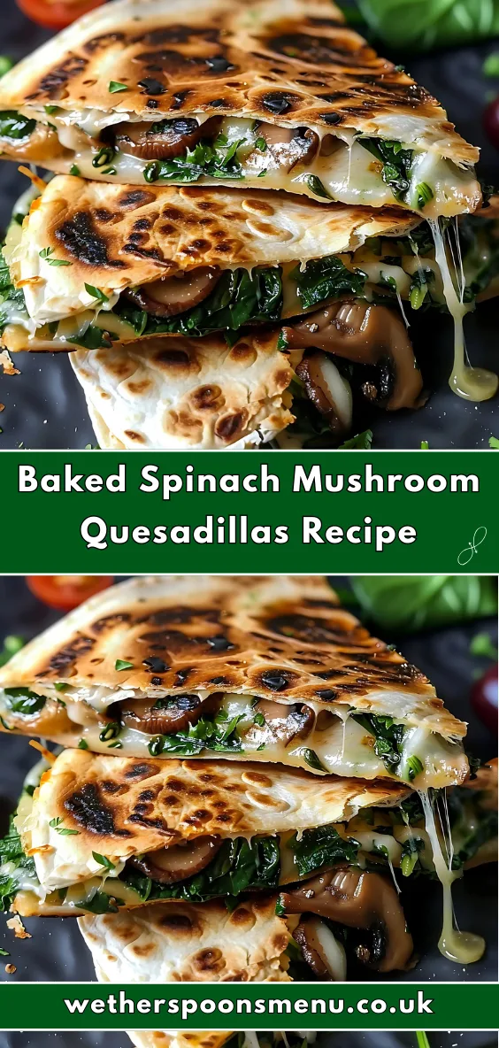 Crispy Baked Spinach Mushroom Quesadillas Recipe