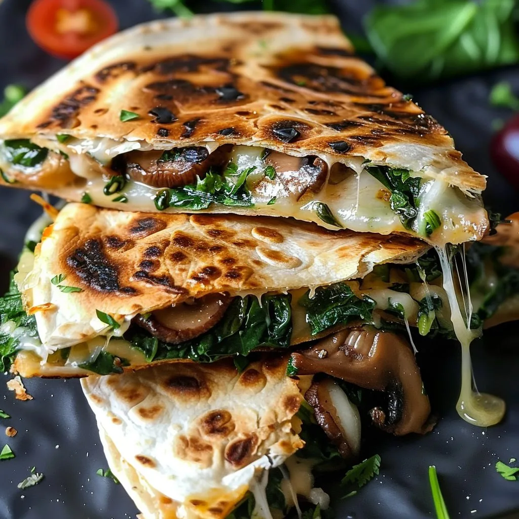 Baked Spinach Mushroom Quesadillas Recipe