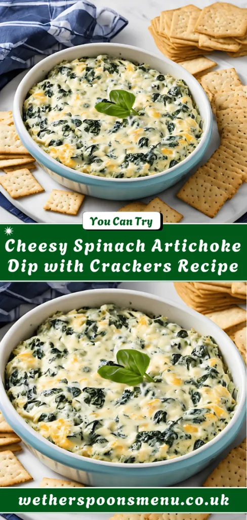 Cheesy Spinach Artichoke Dip with Crackers recipe